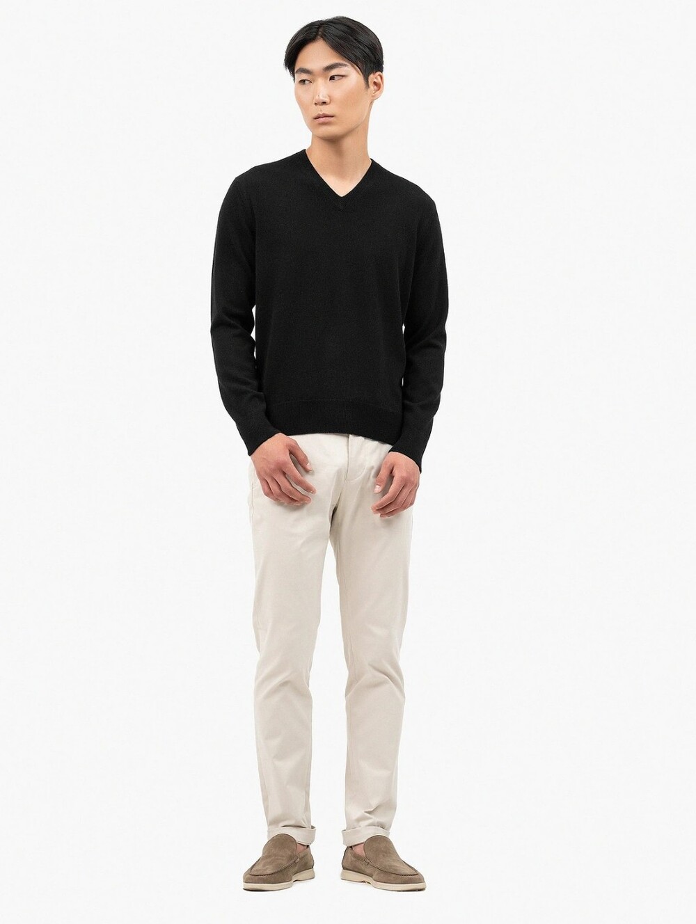 J Crew Black 100% Cashmere V Neck Sweater XL